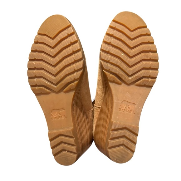 Sorel After Hours  Tan Wedge Ankle Boot leather suede camel brown 6.5 Chelsea - Picture 9 of 10